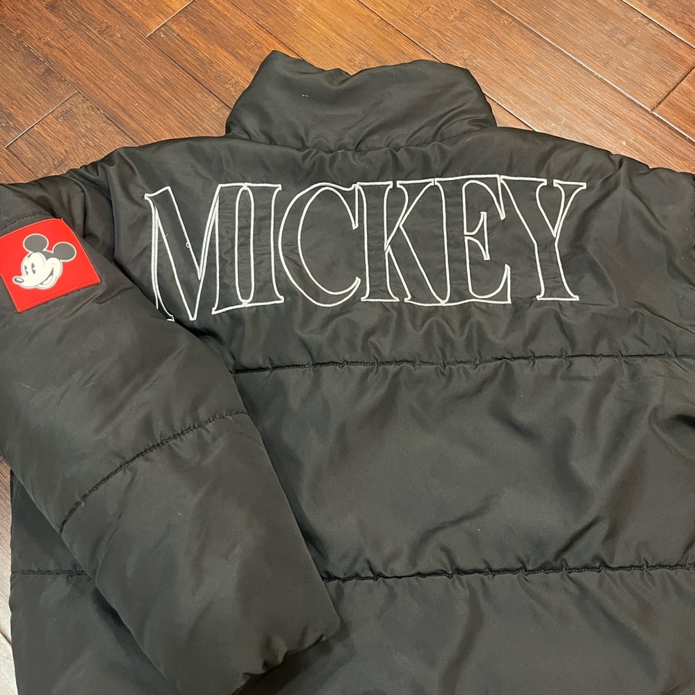 Disney Black Puffer Jacket with Mickey Patch